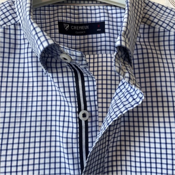 Cremieux 38 Classic Button Shirt Men's Blue White Plaid Long Sleeve Size M - Picture 2 of 9